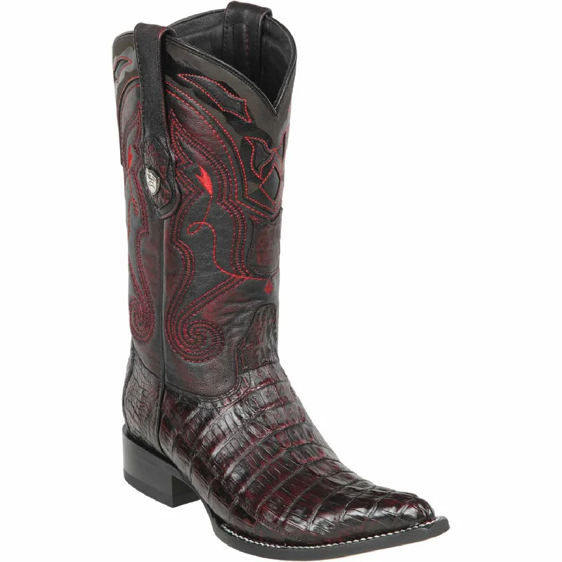 Men's western boots with a high - heeled design and a pointed toeMen's Wild West Caiman Tail Skin 3X Toe Boot 2950118