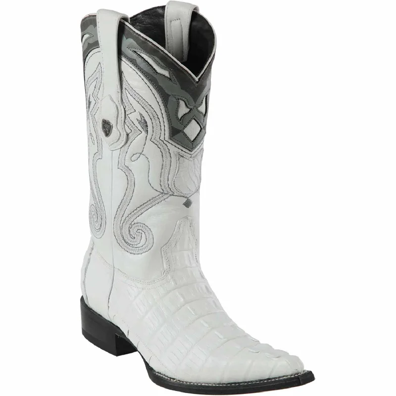 Men's western boots with a leather - wrapped heel and a smooth finishMen's Wild West Caiman Tail Skin 3X Toe Boot 2950128