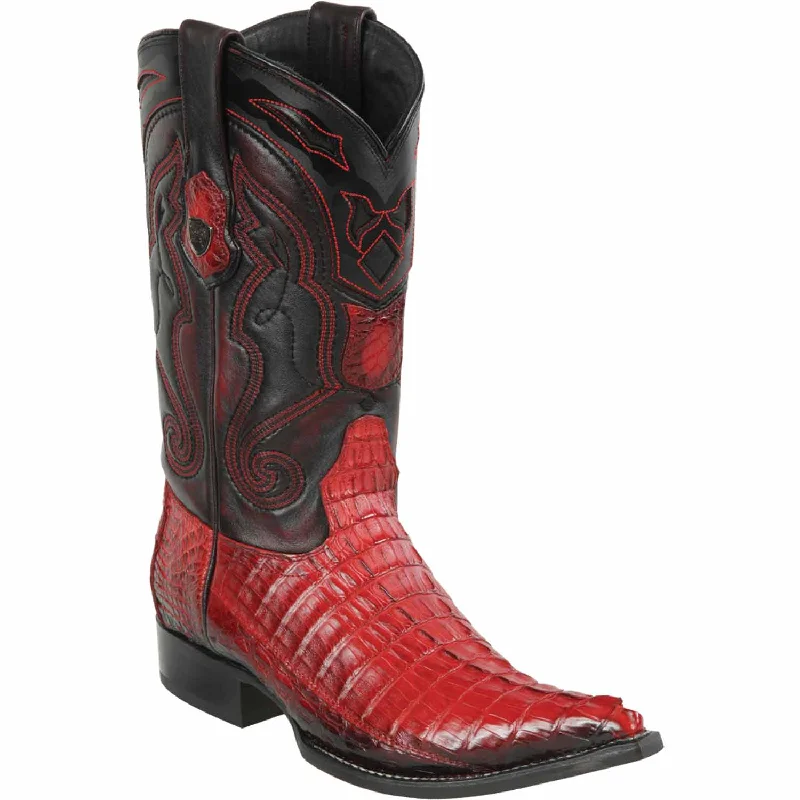 Men's western boots with a concho - studded strap and a pointed toeMen's Wild West Caiman Tail Skin 3X Toe Boot 2950129