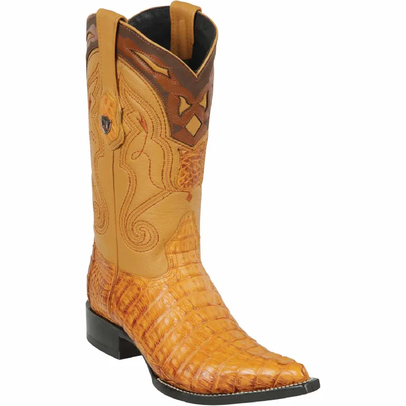 Men's western boots with a rubber sole for traction on various surfacesMen's Wild West Caiman Tail Skin 3X Toe Boot 2950176