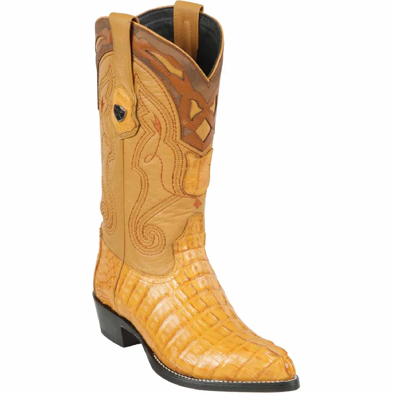 Men's western boots with a traditional western boot silhouette and a polished shineMen's Wild West Caiman Tail Skin J Toe Boot 2990102