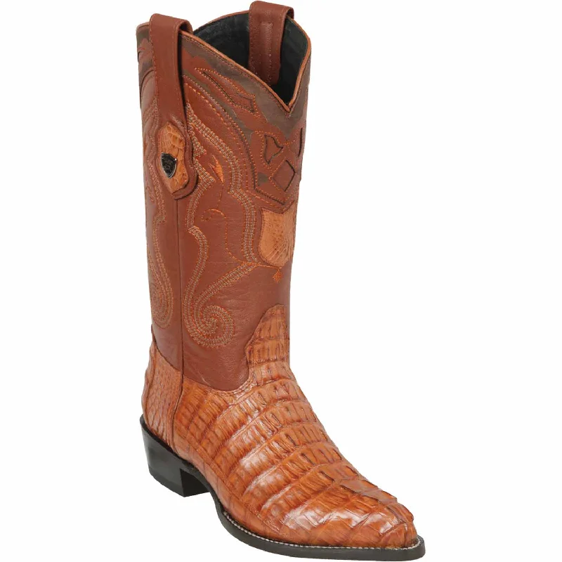 Men's western boots with a decorative inlay on the toe and heelMen's Wild West Caiman Tail Skin J Toe Boot 2990103