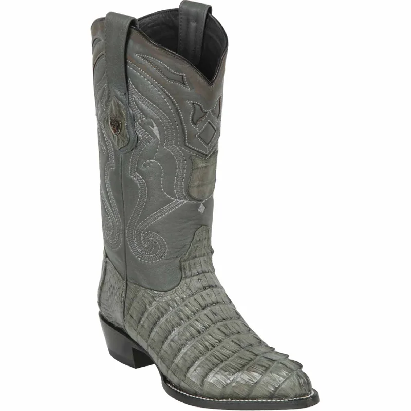 Western - style men's boots with intricate tooling and stitchingMen's Wild West Caiman Tail Skin J Toe Boot 2990109