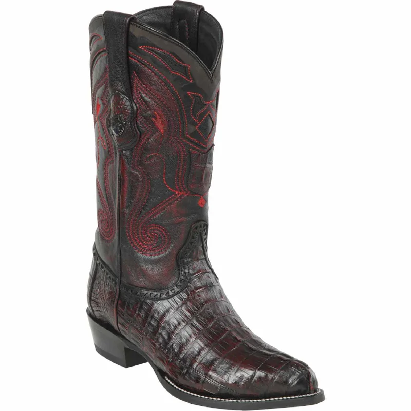 Men's western boots with a leather - wrapped heel and a smooth finishMen's Wild West Caiman Tail Skin J Toe Boot 2990118