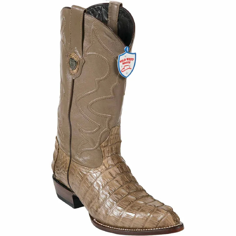 Men's western boots with a scalloped edge and a pull - on strapMen's Wild West Caiman Tail Skin J Toe Boot 2990165