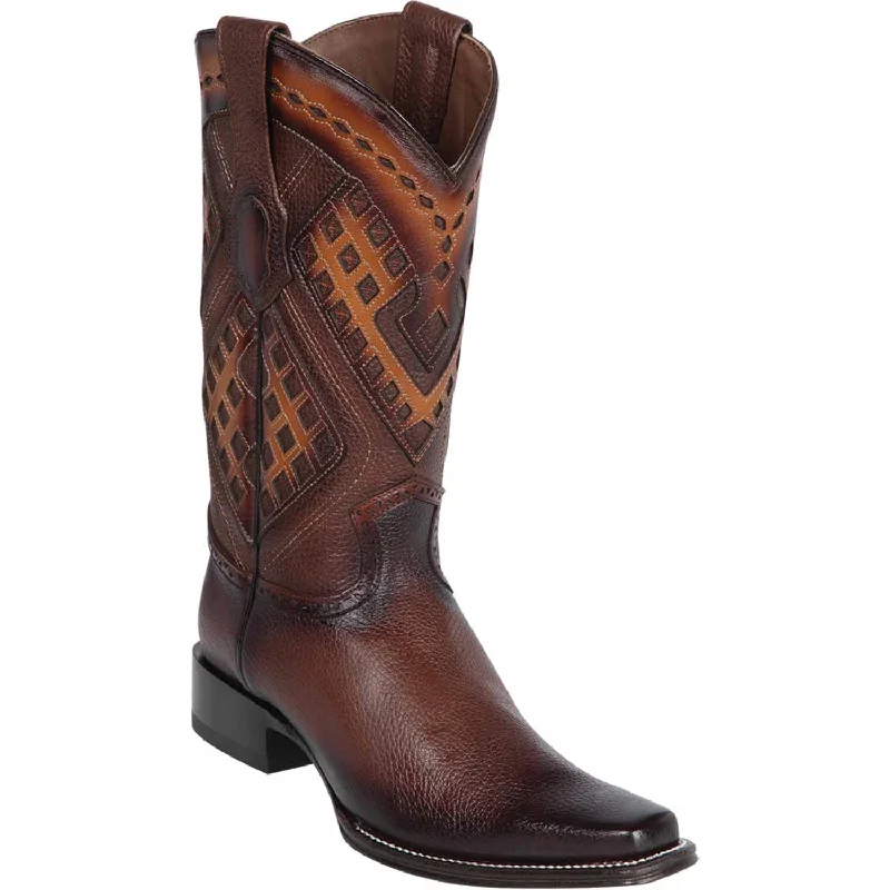 Men's genuine leather western boots with a snake - skin inlayMen's Wild West Genuine Leather Square Toe Boot 2762716