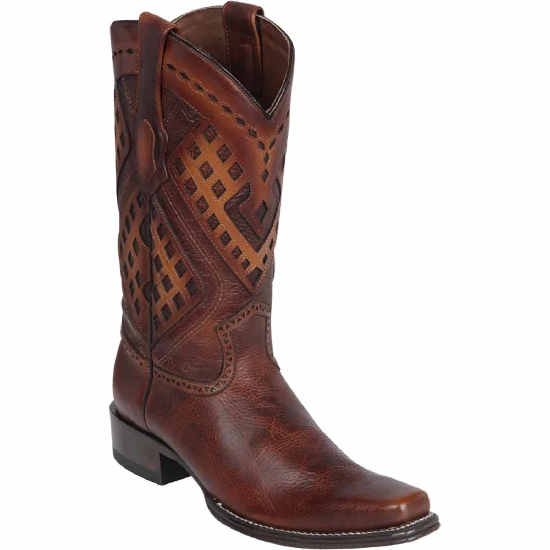 Men's western boots with a leather - wrapped heel and a smooth finishMen's Wild West Genuine Leather Square Toe Boot 2769940