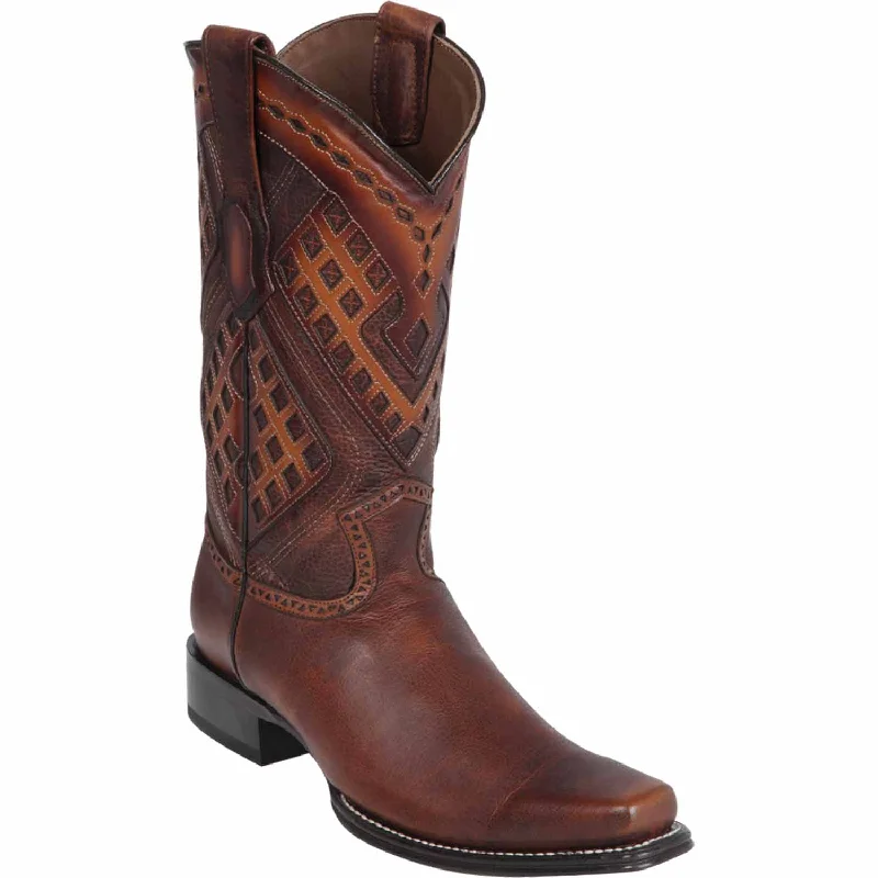 Men's western boots with a concho - studded strap and a pointed toeMen's Wild West Genuine Leather Square Toe Boot 2769951