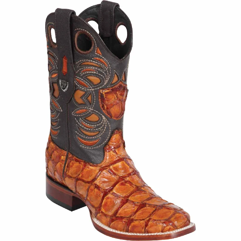 Men's western boots with a distressed leather finish for a rugged lookMen's Wild West Monster Fish Ranch Toe Boot 28241003