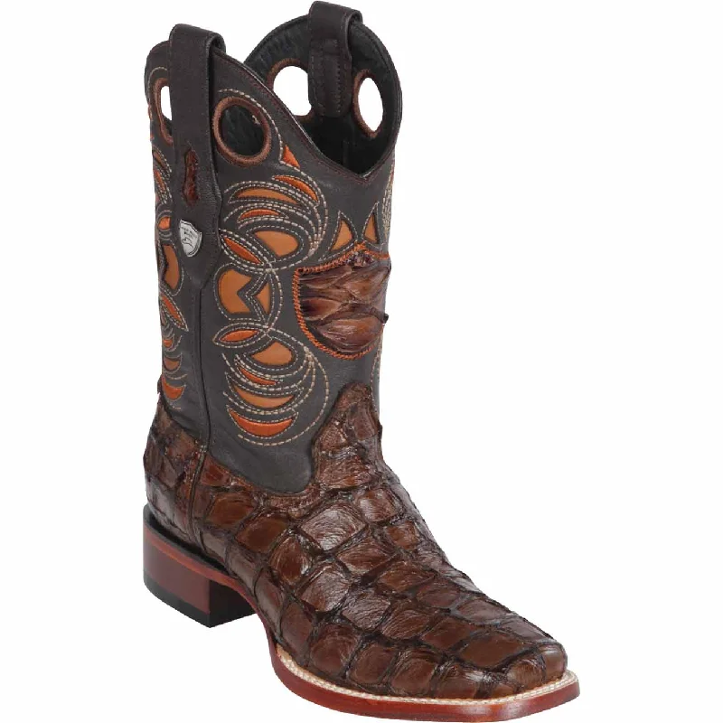 Men's western boots with a suede shaft and a leather soleMen's Wild West Monster Fish Ranch Toe Boot 28241007