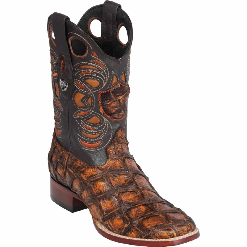 Men's genuine leather western boots with a snake - skin inlayMen's Wild West Monster Fish Ranch Toe Boot 28241088