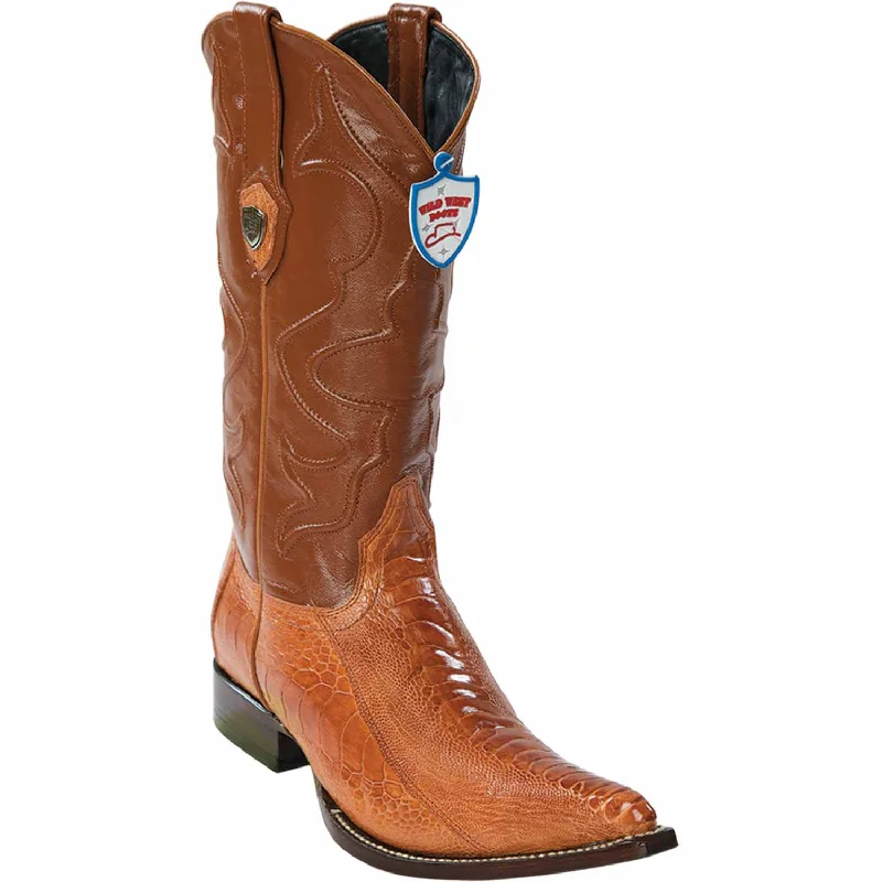 Vintage - style men's western boots with a square toe and spur ledgeMen's Wild West Ostrich Leg Skin 3X Toe Boot 2950503