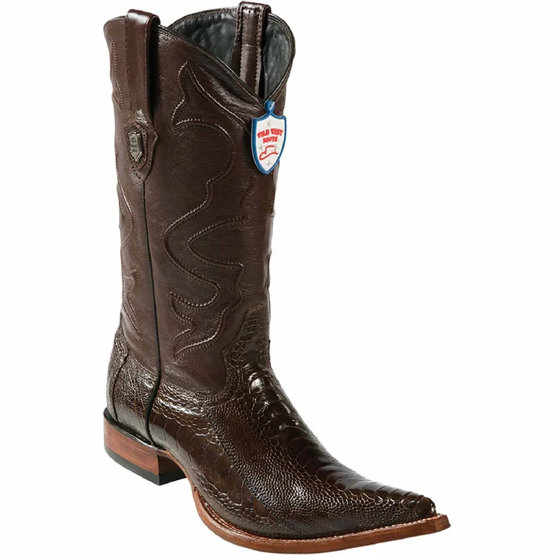 Men's western boots with a decorative inlay on the toe and heelMen's Wild West Ostrich Leg Skin 3X Toe Boot 2950507