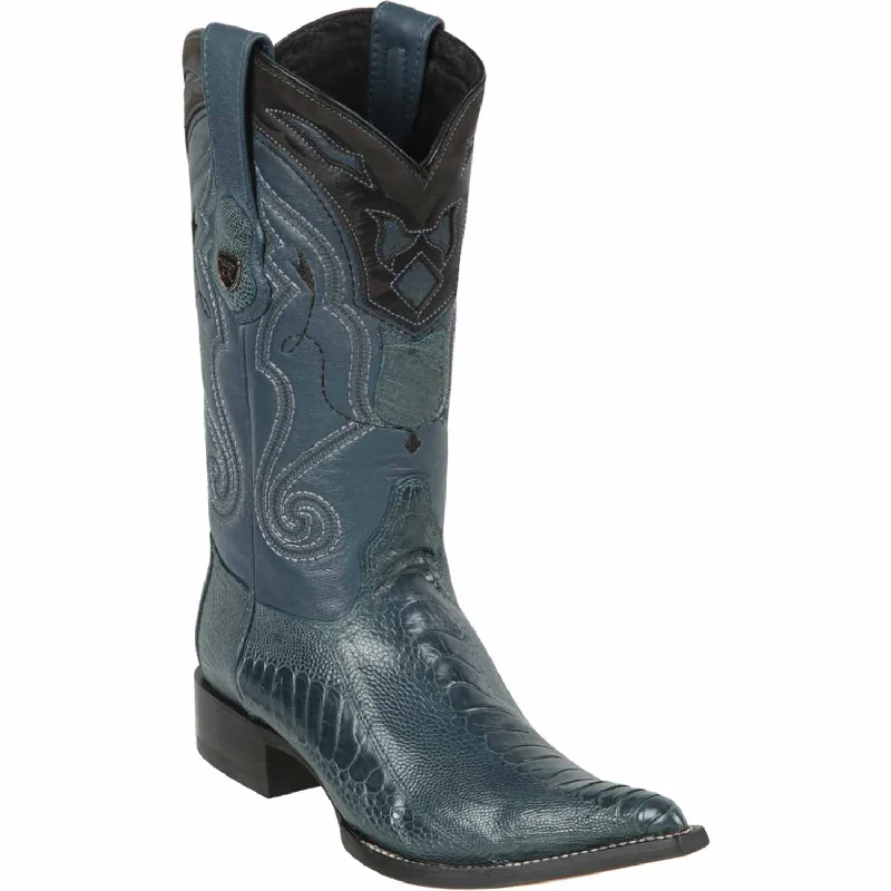 Men's western boots with a scalloped edge and a pull - on strapMen's Wild West Ostrich Leg Skin 3X Toe Boot 2950514