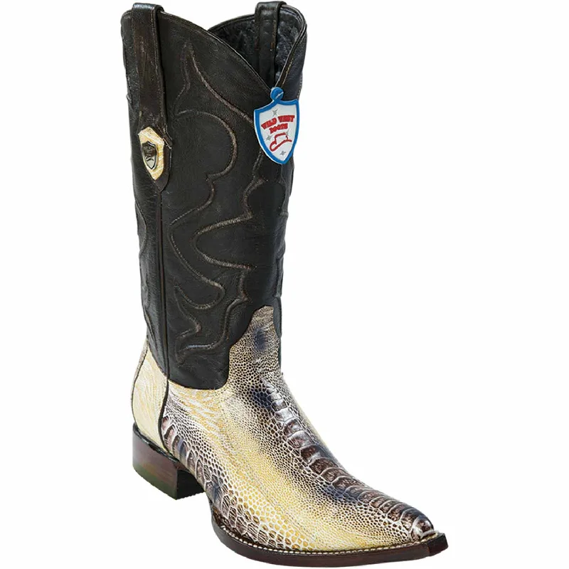 Western - style men's boots with intricate tooling and stitchingMen's Wild West Ostrich Leg Skin 3X Toe Boot 2950549