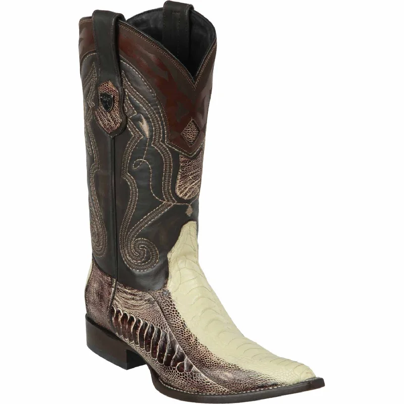 Men's genuine leather western boots with a snake - skin inlayMen's Wild West Ostrich Leg Skin 3X Toe Boot 2950577