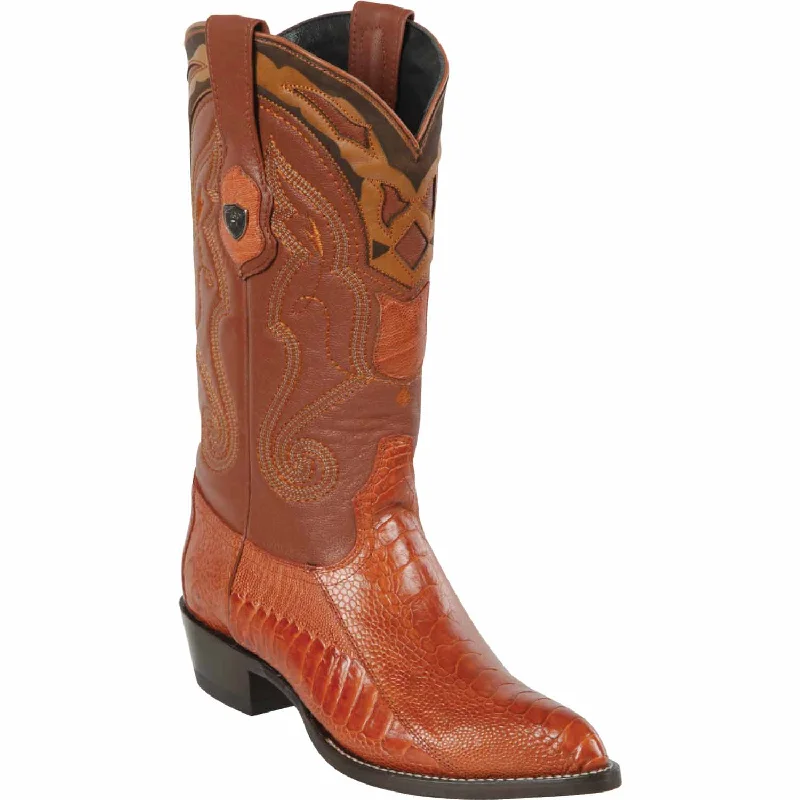 Men's western boots with a concho - studded strap and a pointed toeMen's Wild West Ostrich Leg Skin J Toe Boot 2990503