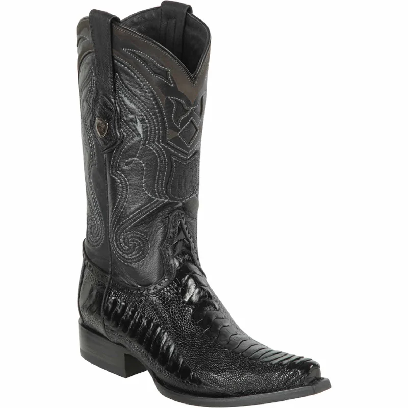 Men's western boots with a tooled leather design on the shaftMen's Wild West Ostrich Leg Skin Snip Toe Boot 2940505