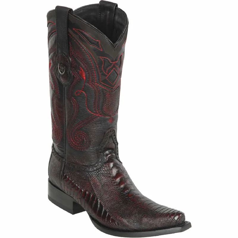 Men's western boots with a scalloped edge and a pull - on strapMen's Wild West Ostrich Leg Skin Snip Toe Boot 2940518