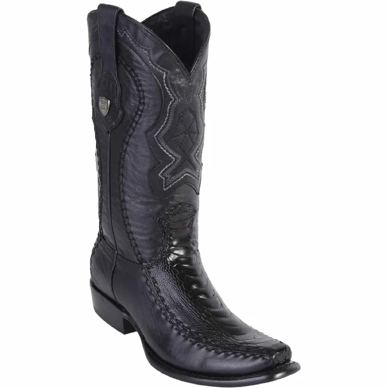 Men's western boots with a leather sole and a heel guardMen's Wild West Ostrich Leg with Deer Dubai Toe Boot 279F0505