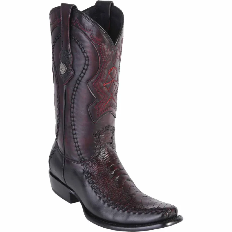 Men's western boots in a rich brown or black leatherMen's Wild West Ostrich Leg with Deer Dubai Toe Boot 279F0518