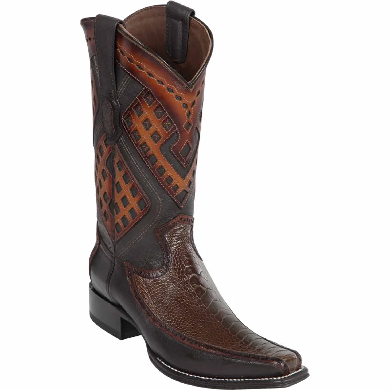 Men's western boots with a distressed leather finish for a rugged lookMen's Wild West Ostrich Leg with Deer Skin Square Toe Boot 276F0507