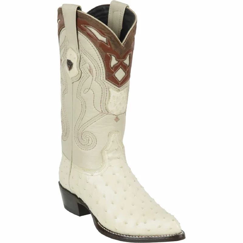 Men's western boots with a leather - wrapped heel and a smooth finishMen's Wild West Ostrich Skin J Toe Boot 2990304