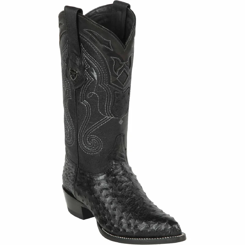 Men's western boots with a concho - studded strap and a pointed toeMen's Wild West Ostrich Skin J Toe Boot 2990305