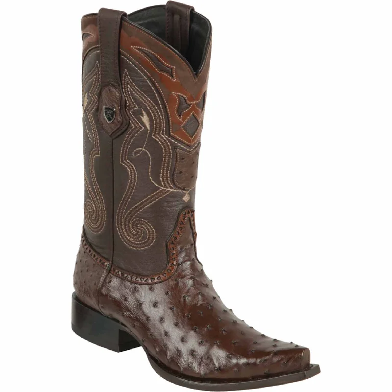 Men's western boots with a scalloped edge and a pull - on strapMen's Wild West Ostrich Skin Snip Toe Boot 2940307