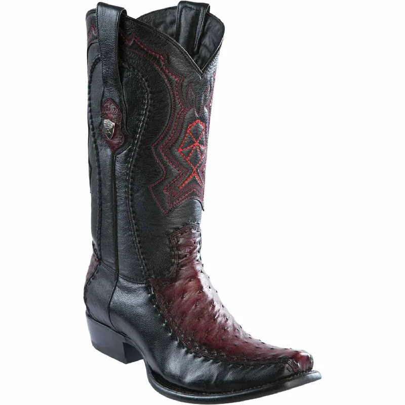 Men's western boots with a high - quality leather upper and a suede liningMen's Wild West Ostrich with Deer Dubai Toe Boot 279F0343