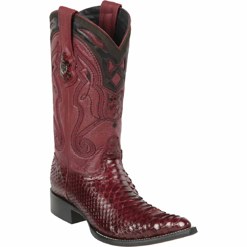 Men's western boots with a scalloped edge and a pull - on strapMen's Wild West Python Skin 3X Toe Boot 2955706