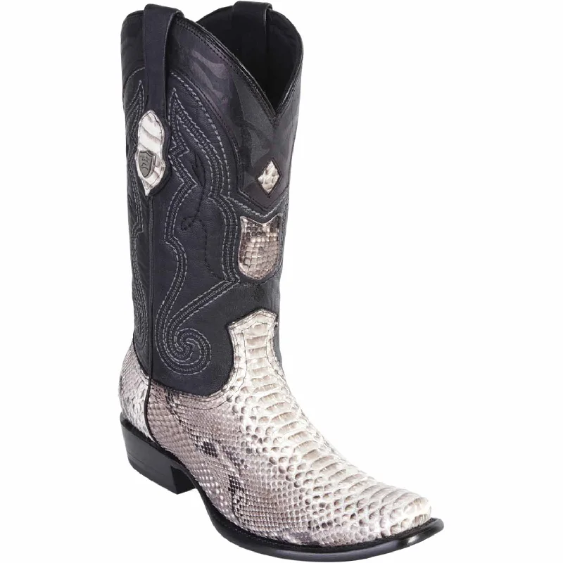 Men's western boots with a decorative concho belt and buckleMen's Wild West Python Skin Dubai Toe Boot 2795749