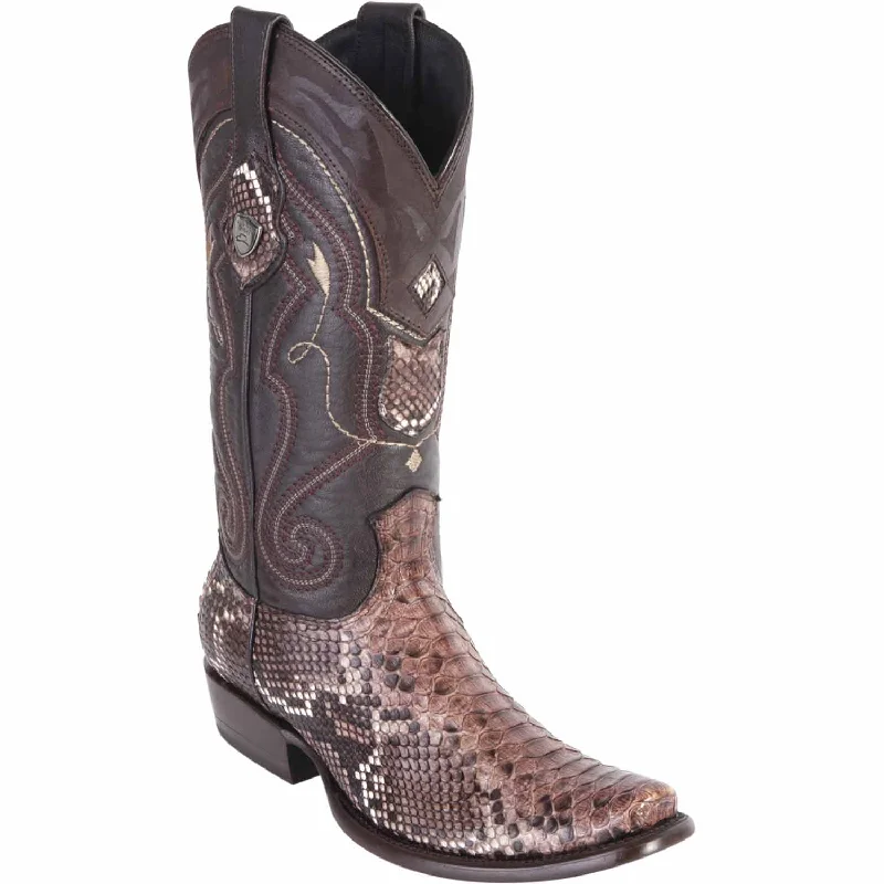 Men's western boots with a suede shaft and a leather soleMen's Wild West Python Skin Dubai Toe Boot 2795785