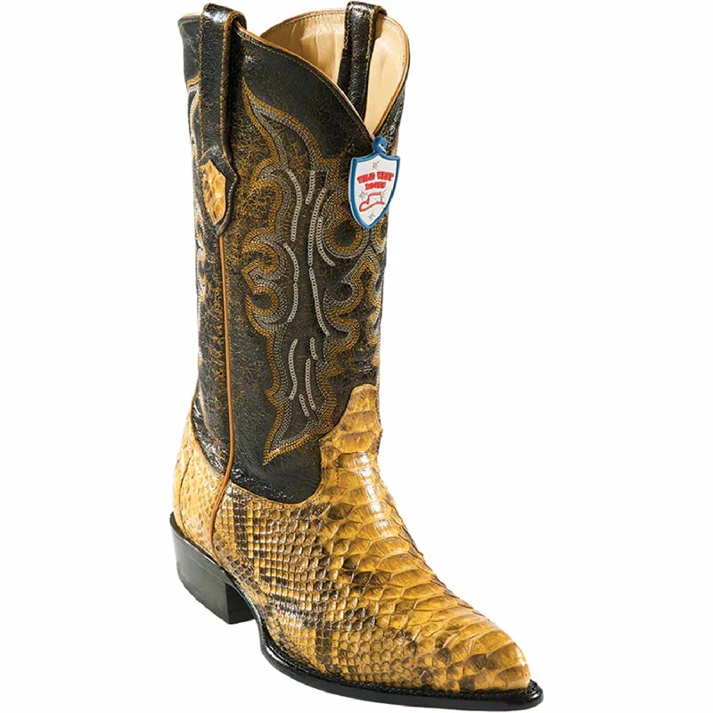 Men's western boots with a decorative concho belt and buckleMen's Wild West Python Skin J Toe Boot 2995702