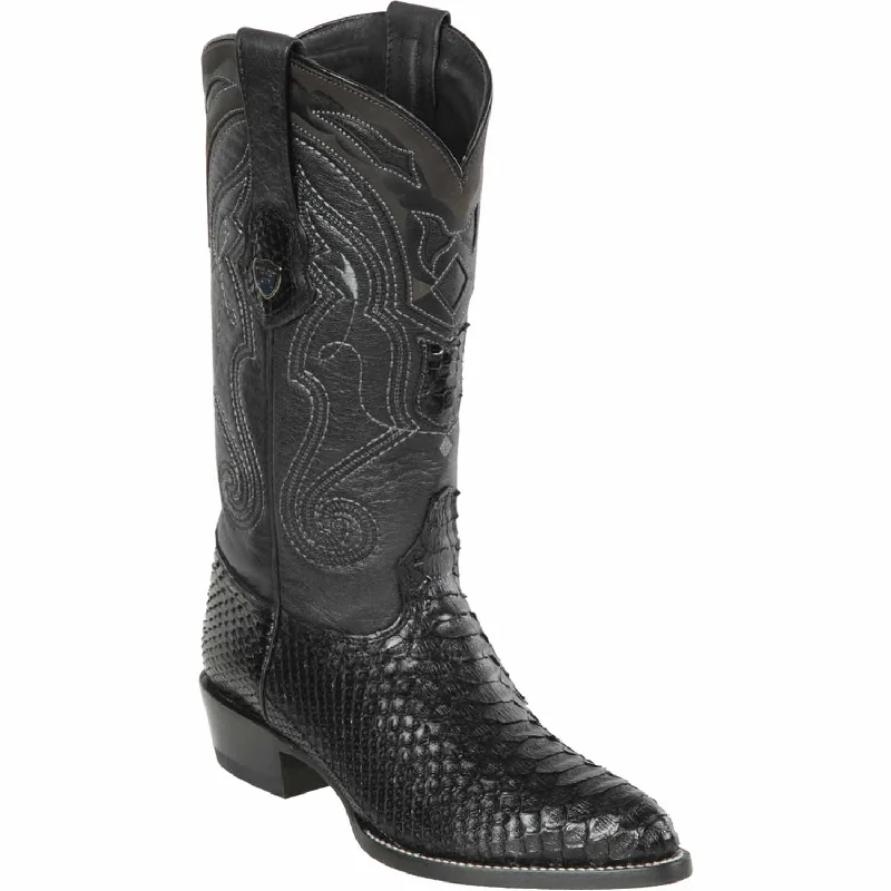 Western - style men's boots with intricate tooling and stitchingMen's Wild West Python Skin J Toe Boot 2995705