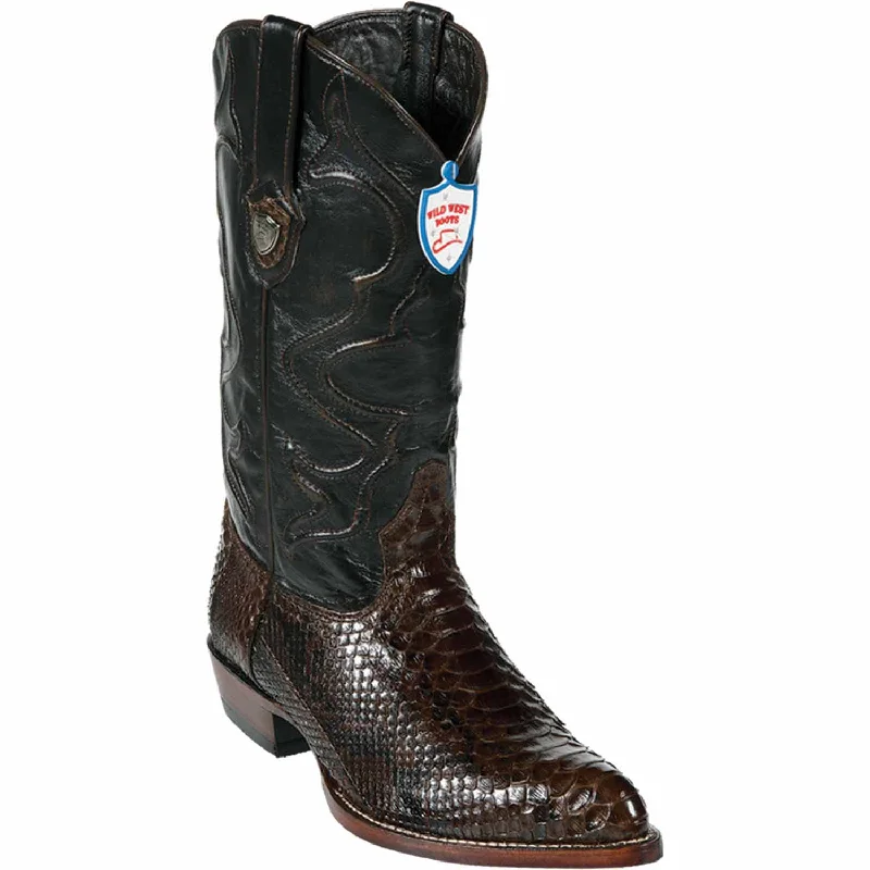 Men's western boots with a traditional western boot silhouette and a polished shineMen's Wild West Python Skin J Toe Boot 2995707