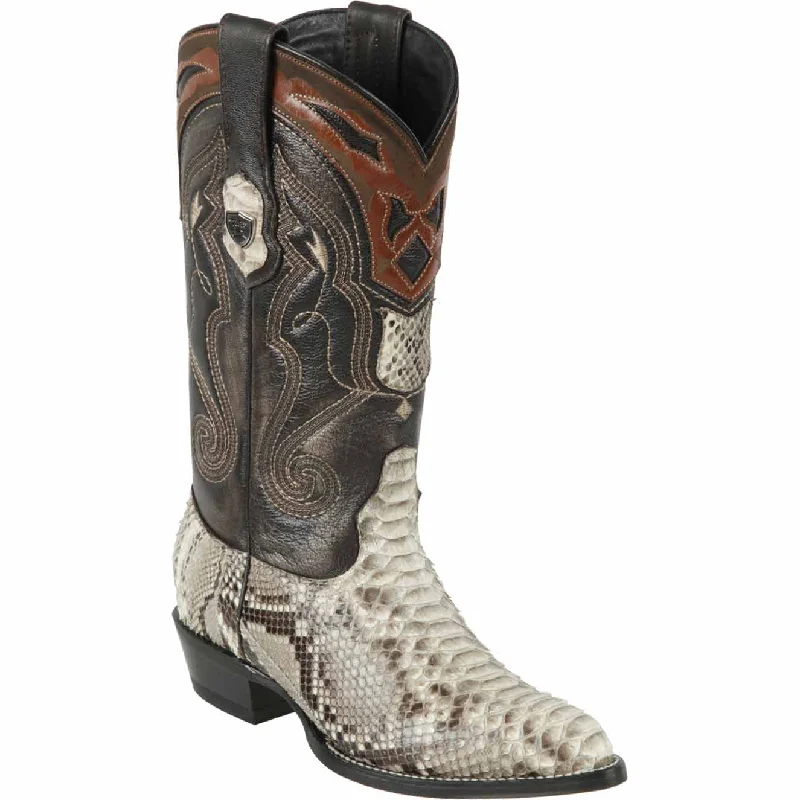 Men's western boots with a concho - studded strap and a pointed toeMen's Wild West Python Skin J Toe Boot 2995749