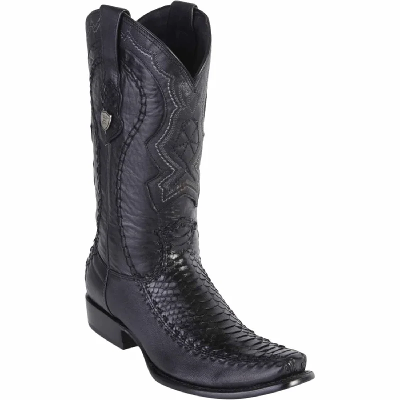 Men's western boots with a suede shaft and a leather soleMen's Wild West Python with Deer Dubai Toe Boot 279F5705