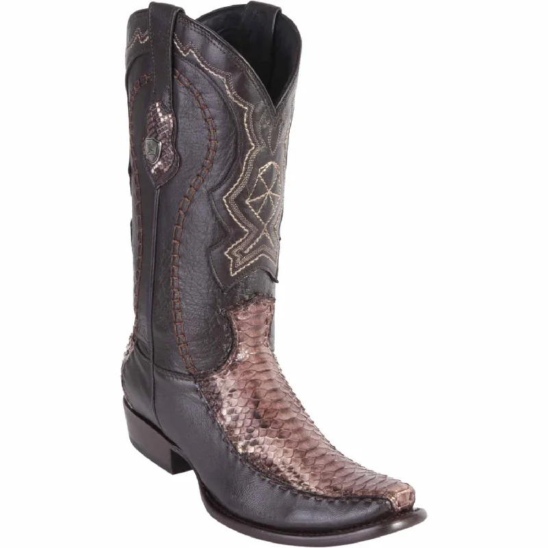 Men's western boots with a leather - wrapped heel and a smooth finishMen's Wild West Python with Deer Dubai Toe Boot 279F5785