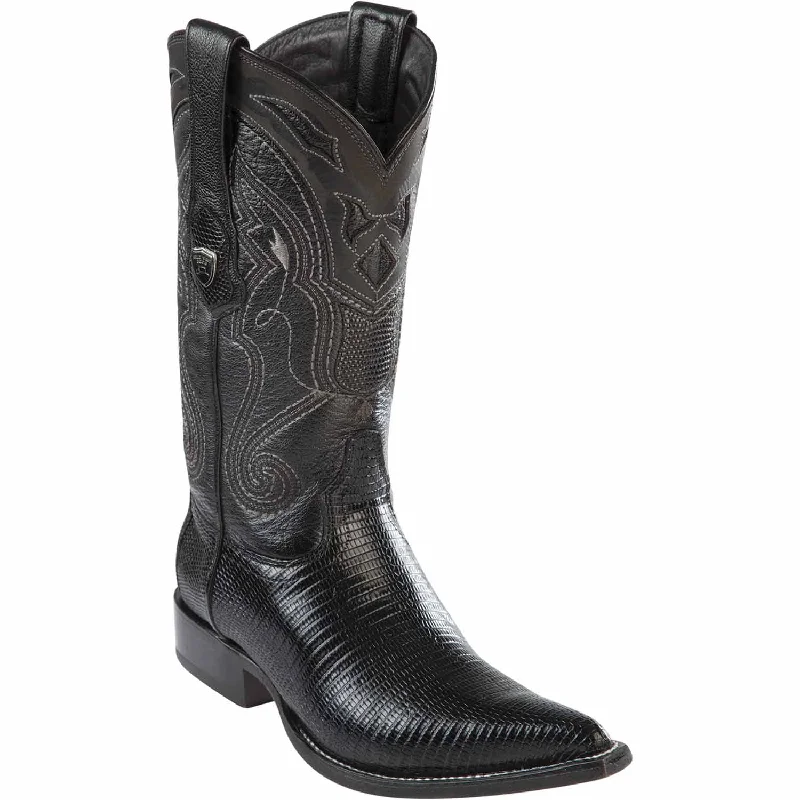 Men's western boots with a high - heeled design and a pointed toeMen's Wild West Ring Lizard Skin 3X Toe Boot 2950605