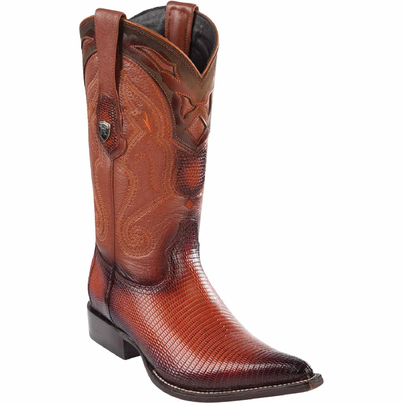 Men's western boots with a leather - wrapped heel and a smooth finishMen's Wild West Ring Lizard Skin 3X Toe Boot 2950657