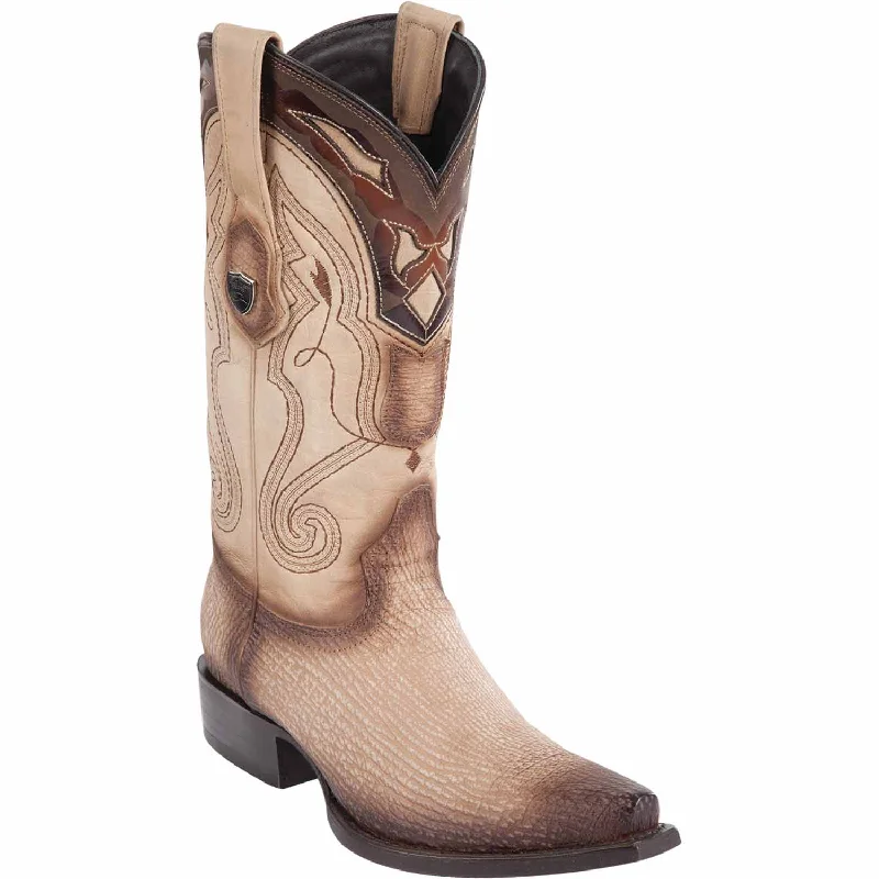 Vintage - style men's western boots with a square toe and spur ledgeMen's Wild West Shark Skin Snip Toe Boot 2940915