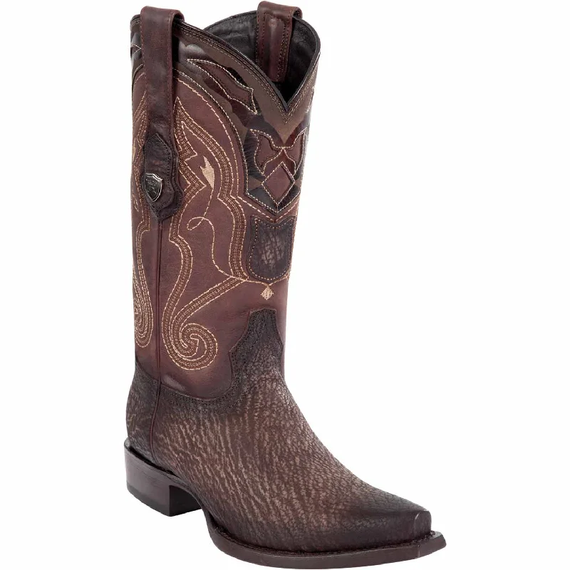 Western - style men's boots with intricate tooling and stitchingMen's Wild West Shark Skin Snip Toe Boot 2940916