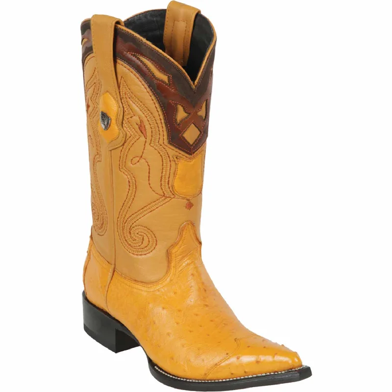 Men's western boots with a leather - wrapped heel and a smooth finishMen's Wild West Smooth Ostrich Skin 3X Toe Boot 2950402