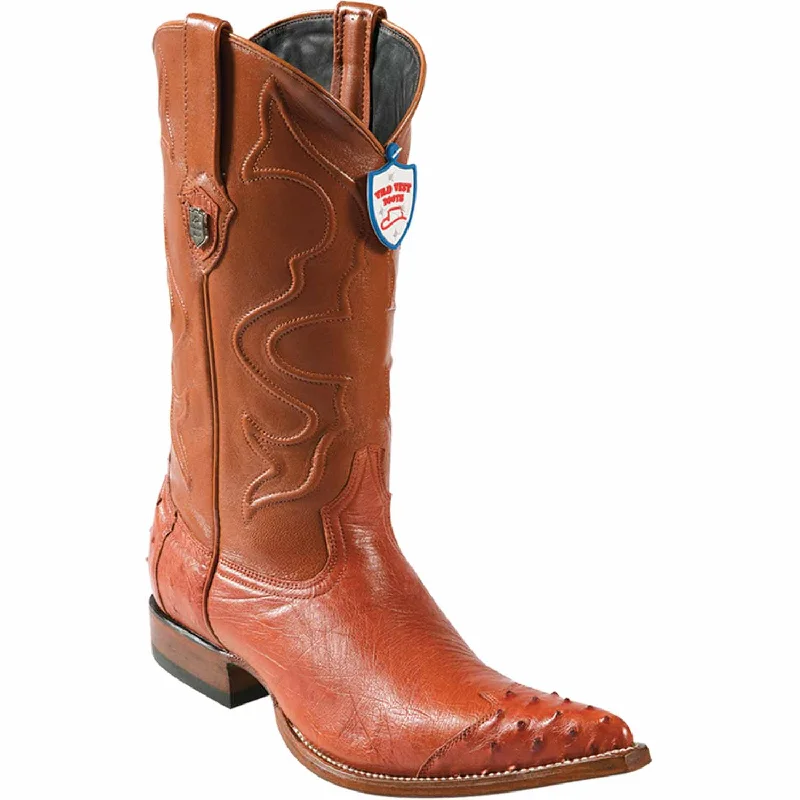 Men's western boots with a high - quality leather upper and a suede liningMen's Wild West Smooth Ostrich Skin 3X Toe Boot 2950403