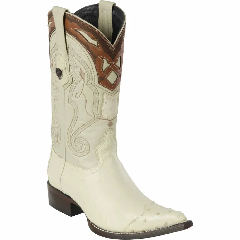 Men's western boots with a leather sole and a heel guardMen's Wild West Smooth Ostrich Skin 3X Toe Boot 2950404