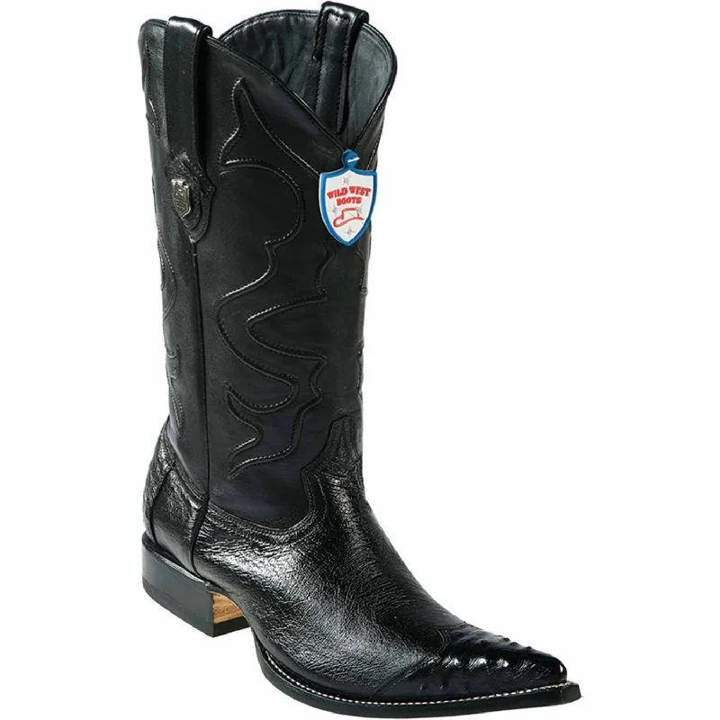 Men's western boots with a silver - toned hardware and accentsMen's Wild West Smooth Ostrich Skin 3X Toe Boot 2950405