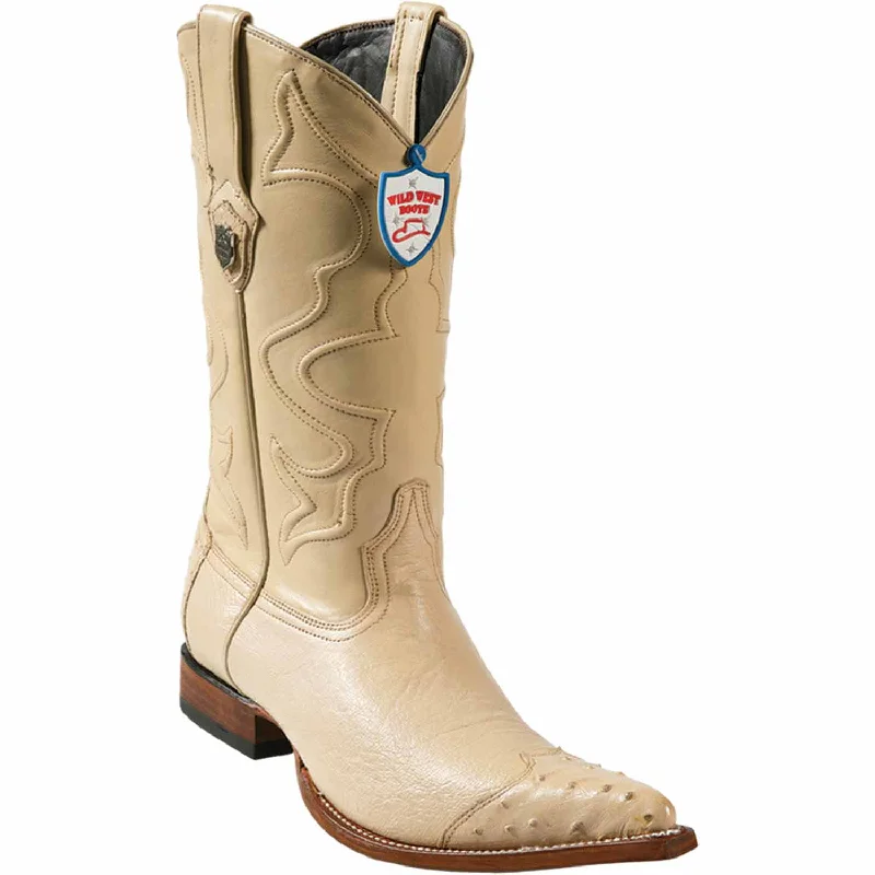 Men's western boots with a leather - wrapped heel and a smooth finishMen's Wild West Smooth Ostrich Skin 3X Toe Boot 2950411