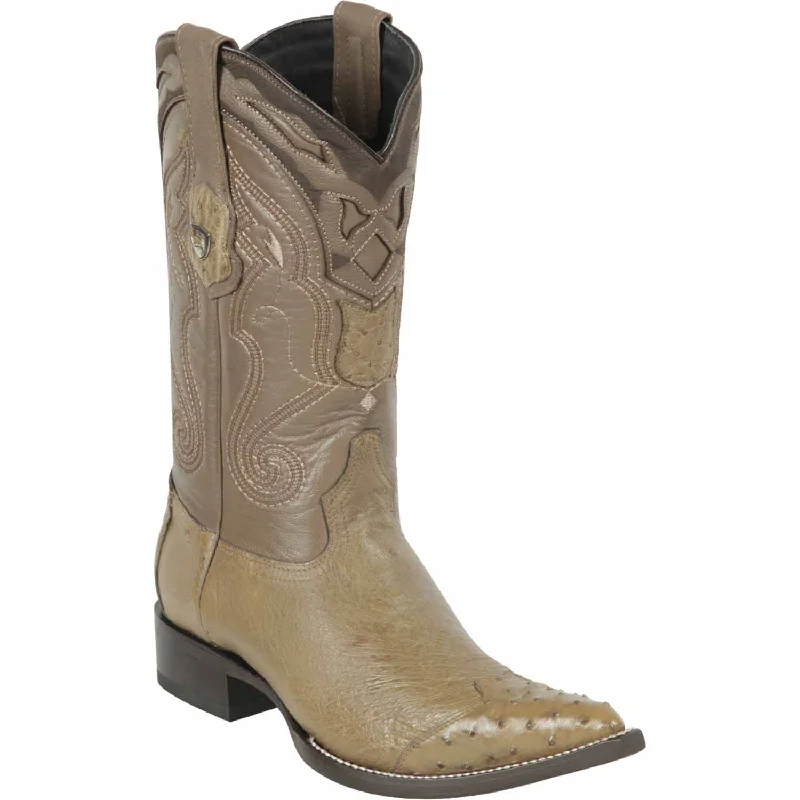 Men's western boots with a concho - studded strap and a pointed toeMen's Wild West Smooth Ostrich Skin 3X Toe Boot 2950465