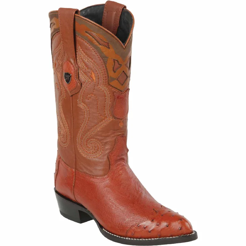 Men's western boots with a high - quality leather upper and a suede liningMen's Wild West Smooth Ostrich Skin J Toe Boot 2990403